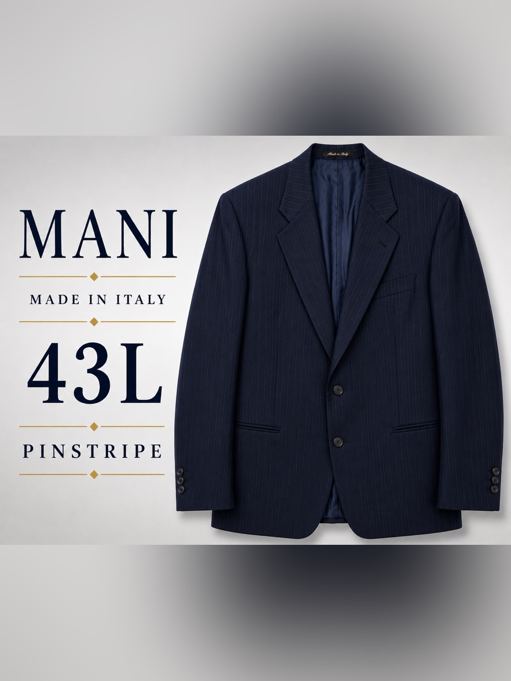 MANI by Giorgio Armani Navy Pinstripe Men's Single-Breasted Blazer